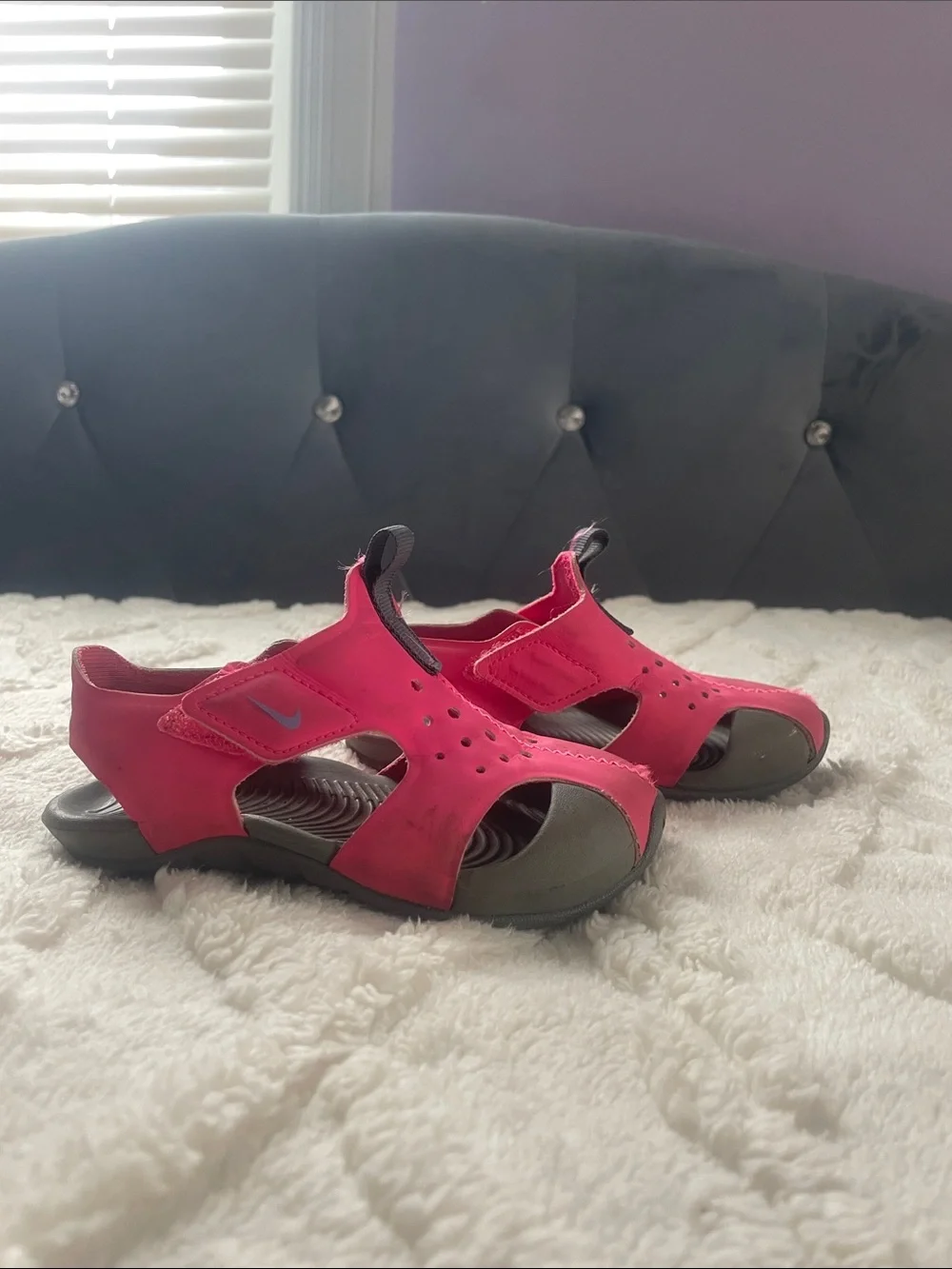 Nike Kids Pink and Gray Open-Toe Sport Sandals